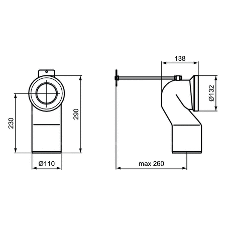 Kolano odpływowe 132x315x290 mm - MULTI SUITES - FINISHED PRODUCTS