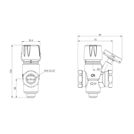 Zawór równoważący do cyrkulacji c.w.u. AFRISO ATB 100 mosiądz DN 15
