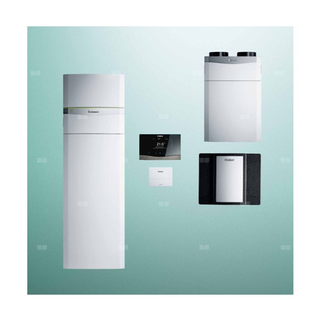 Pakiet systemowy OZE - Pompa ciepła gruntowa solanka-woda VAILLANT VWF 88/4 flexoCOMPACT 8.8 kW 400 V + Rekuperator recoVAIR VAR 360/4 + Regulator sensoCOMFORT VRC 720 + Moduł kaskadowy VR 32/3 + Moduł chłodzenia pasywnego VWZ NC 11/4 + Moduł komunikacji 