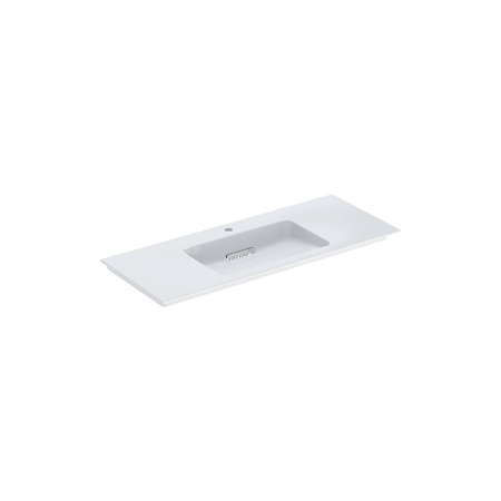 Umywalka GEBERIT ONE prostokątna, biała / KeraTect, 1200mm, otwór na baterię na środku, nakładany od góry, bez odpływu przelewowego, półki z obu stron