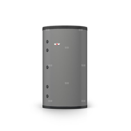 Zasobnik buforowy do podgrzewu c.w.u.i wspomagania c.o. BSH 800, w kolorze srebrnym wraz z termostatycznym zaworem mieszającym,