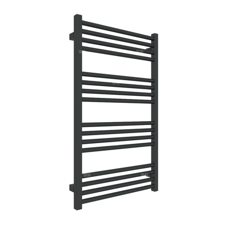 Grzejnik elektryczny TERMA FIONA 530 x 900 mm, kolor czarny głęboki RAL9005, moc 400 W, podłączenie E8, kabel prosty bez wtyczki z maskownicą czarny