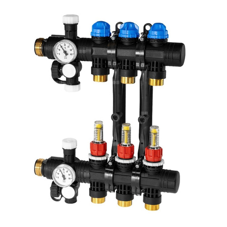 Rozdzielacz do ogrzewania podłogowego AFRISO ProCalida EF1 3-obieg. poliamid GZ 1'' x euroconus 3/4''