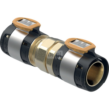 Złącze GEBERIT FlowFit, brąz krzemowy bezołowiowy, 63 mm (łącznik zaprasowywany x łącznik zaprasowywany)