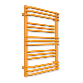 Grzejnik elektryczny TERMA POLA 780 x 500 mm, kolor żółty melonowy RAL1028, moc 400 W, podłączenie E8, kabel spiralny z wtyczką srebrzysty