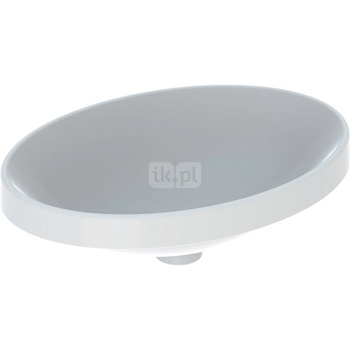 Umywalka GEBERIT Variform eliptyczna, biała / KeraTect, 550mm, bez otworu na baterię, wpuszczana w blat, bez odpływu przelewowego, bez półki