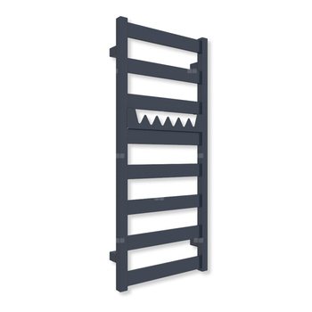 Grzejnik elektryczny TERMA VIVO 910 x 400 mm, kolor dżinsowy, moc 300 W, podłączenie E1, kabel prosty bez wtyczki z maskownicą szary