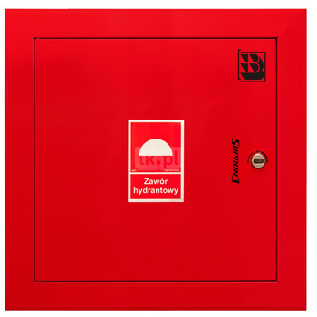 Dwa zawory hydrantowe typ ZH-52 wraz z obudową. Obudowa 550 wnękowa. Znak B, zamek OTS, kolor RAL 3000
