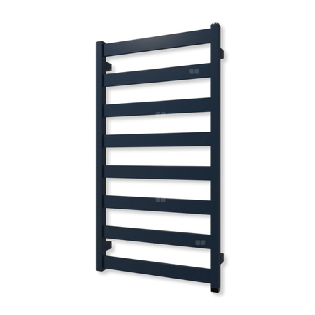 Grzejnik elektryczny TERMA VIVO ONE 910 x 500 mm, kolor niebieski szafirowy RAL5003, moc 400 W, podłączenie E1, kabel prosty bez wtyczki szary