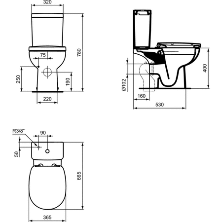 POŁĄCZ | Spłuczka WC 315x173x386 mm, mechaniczna