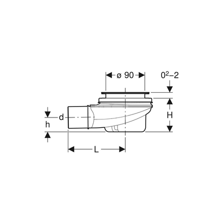 Pokrywa odpływu Geberit d90, do syfonu brodzikowego, wysokość zasyfonowania 30 / 50 mm: Biały / Matowy