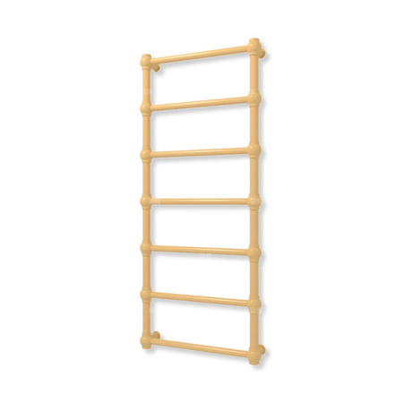 Grzejnik elektryczny TERMA RETRO 1170 x 500 mm, kolor szczotkowany mosiądz, moc 300 W, podłączenie E1, kabel prosty bez wtyczki z maskownicą czarny