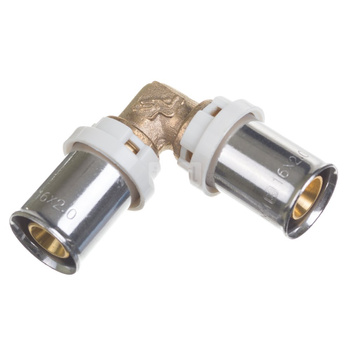 Kolano zaprasowywane 90' QIK XPRT, mosiądz, 63 mm (złącze zaprasowywane)