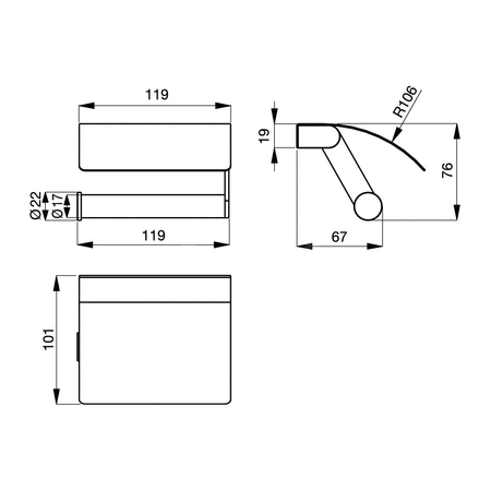 Uchwyt na papier toaletowy 119x40x110 mm - CONNECT