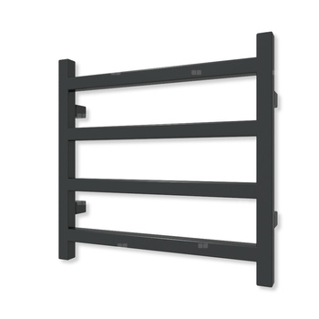 Grzejnik elektryczny TERMA SIMPLE 480 x 500 mm, kolor czarny jak kruk mat RAL9005, moc 200 W, podłączenie E8, kabel spiralny z wtyczką czarny