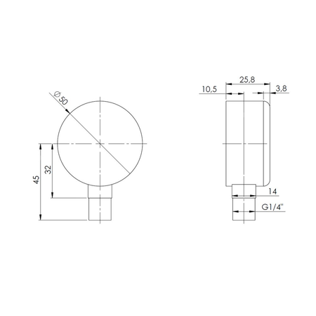 Manometr z rurką Bourdona AFRISO RF grzewczy 0/6 bar radialne G1/4B fi 50 mm, kl. 2.5%