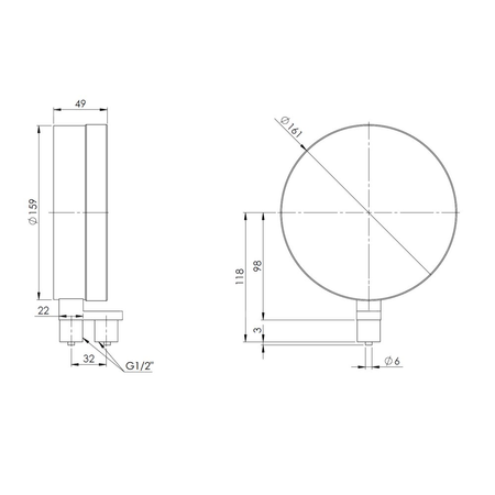 Ciśnieniomierz różnicowy AFRISO KP Dif D401 0/60 mbar mosiądz G1/2B radialne fi 160, kl. 1.6%