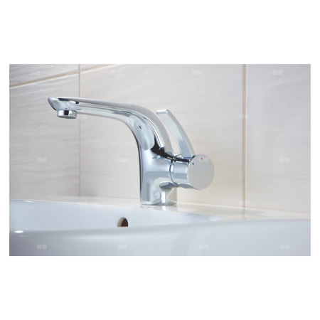 Bateria umywalkowa stojąca KFA Armatura MALACHIT click clack, chrom, montaż blat / otwór na baterię