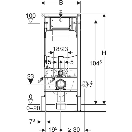 Stelaż podtynkowy do WC GEBERIT Duofix, Sigma, 1120 x 500 x 120 mm, regulowana wysokość, ze spłuczką