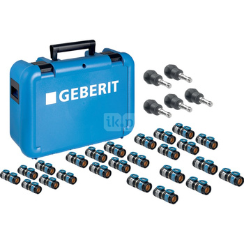Walizka Geberit FlowFit ze złączkami przejściowymi do systemów innych producentów