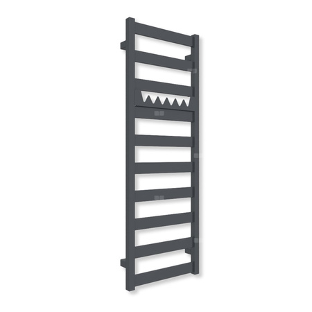 Grzejnik elektryczny TERMA VIVO 1150 x 400 mm, kolor metaliczna czerń, moc 400 W, podłączenie E1, kabel prosty bez wtyczki z maskownicą