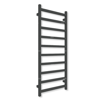 Grzejnik elektryczny TERMA SIMPLE 1200 x 500 mm, kolor czarny jak kruk soft, moc 400 W, podłączenie E1, kabel prosty bez wtyczki z maskownicą czarny