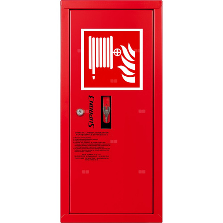 Hydrant DN 52 zawieszany boczny ze zwijadłem, wąż 15 m, zamek patent, RAL 3000 lewy