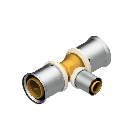 Trójnik QIK Zaprasowywany redukcja mosiądz 40 mm x 20 mm x 40 mm (złącze zaprasowywane)