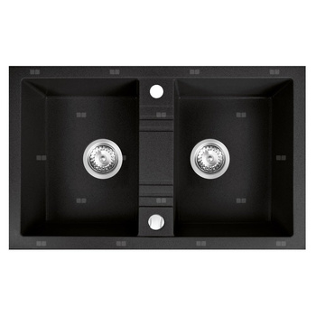 MEZZO II zlewozmywak granitowy 2-komorowy  48/78, grafit