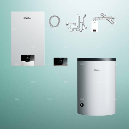 Pakiet - Kocioł gazowy jednofunkcyjny VAILLANT ecoTEC plus VC 20CS/1-5 kondensacyjny wiszący 2.8 - 21 kW+ Zestaw powietrzno-spalinowy + RegulatorsensoCOMFORT 720f + Zasobnik c.w.uVIH R 150/6 B