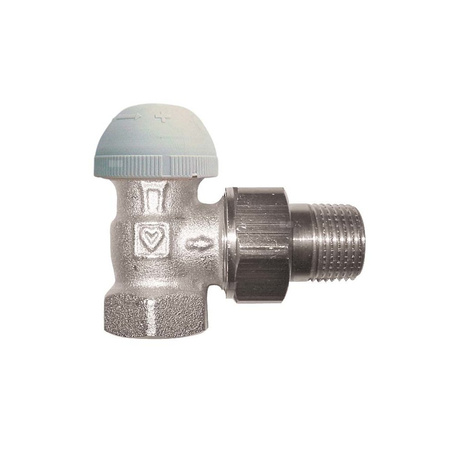 Zawór grzejnikowy termostatyczny HERZ TS-98-VH kątowy z nastawą wstępną, połączenie 3/8'' (niklowanie)