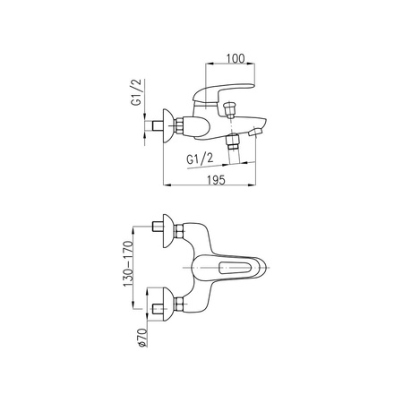 Bateria wannowa ścienna KFA Armatura ALBIT, kolor chrom