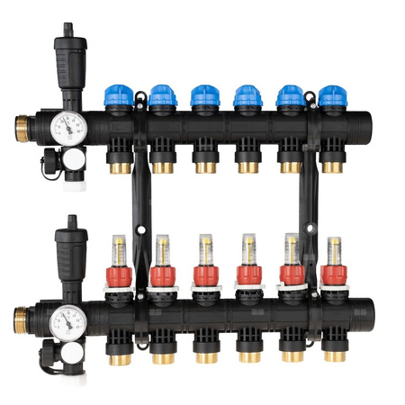 Rozdzielacz do ogrzewania podłogowego AFRISO ProCalida EF1 6-obieg. poliamid GZ 1'' x euroconus 3/4''
