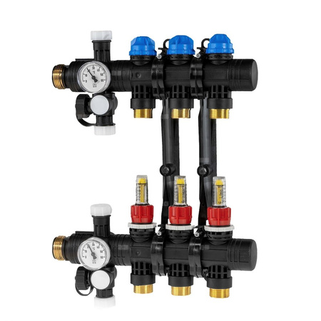 Rozdzielacz do ogrzewania podłogowego AFRISO ProCalida EF1 3-obieg. poliamid GZ 1'' x euroconus 3/4''