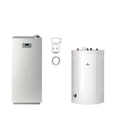 Pakiet-Kocioł gazowy jednofunkcyjny SAUNIER DUVAL Niedźwiedź Condens KKS18 kondensacyjny stojący 5.8 - 19.1kW + Czujnik c.w.u. NTC + Drugie przyłącze powrotu + Zasobnik c.w.u FE 200/6 BM