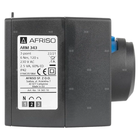 Zawór obrotowy trójdrogowy AFRISO ARV 384 Vario ProClick, mieszający, Siłownik elektryczny ARM 343, DN 25