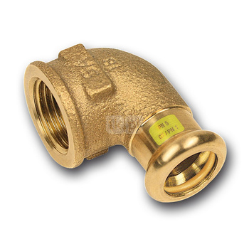 Kolano 90' SANHA Press Gas, miedź, 22 mm x 1'' (zw x GW)