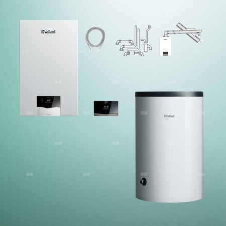 Pakiet - Kocioł gazowy jednofunkcyjny VAILLANT ecoTEC plus VC 15CS/1-5 kondensacyjny wiszący 2.8 - 16.4 kW+ Zestaw powietrzno-spalinowy + RegulatorsensoCOMFORT 720f + Zasobnik c.w.uVIH R 200/6 B