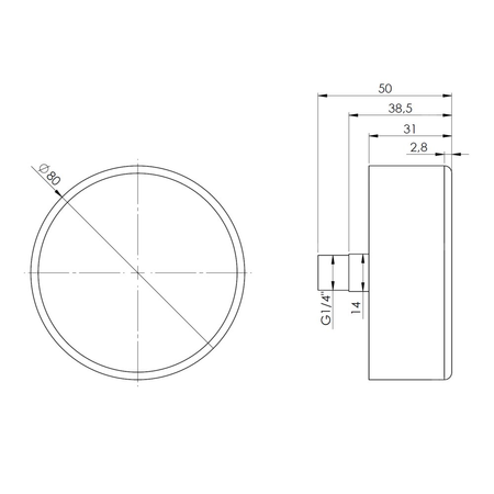 Manometr z rurką Bourdona AFRISO HZ grzewczy 0/4 bar aksjalne G1/4B fi 80 mm, kl. 2.5%