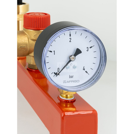 Zespół przyłączeniowy AFRISO BSS 3/4'' GW x GW, max. 3 bar + wskaźnik ciśnienia