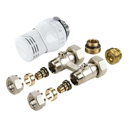 Zestaw termostatyczny prosty (Senso M30 + H moduł 3/4"-1/2")+ złączki M22- 16x2+ nyple 3/4" lub 1/2"