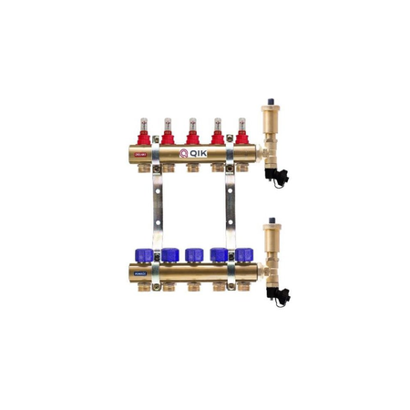 Rozdzielacz mosiężny do OP z przepływ. - QIK STANDARD II C- 5 sekcji