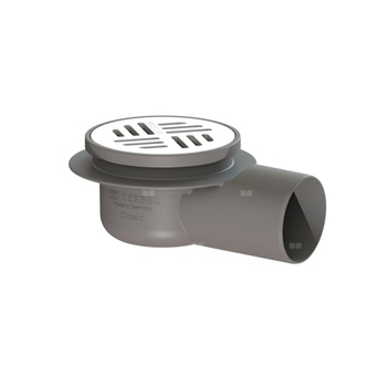 Wpust KESSEL z 1 przyłączem DN 70, odpływ poziomy (zdejmowany), kratka 120x120mm tworzywo sztuczne