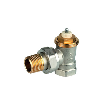 Zawór termostatyczny, kątowy, wkładka SX, 3/8", gwint wewnętrzny, ze złączką do grzejnika z uszczelnieniem metal-metal