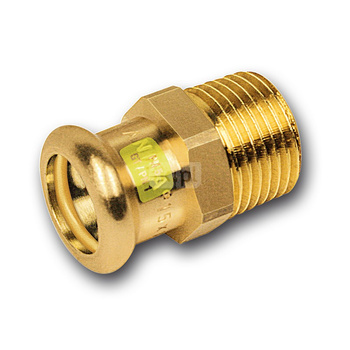 Nypel SANHA Press Gas, miedź, 12 mm x 1/2'' (zw x GZ)