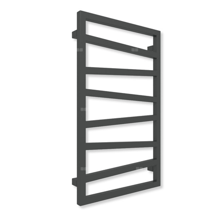 Grzejnik elektryczny TERMA ZIGZAG 830 x 500 mm, kolor czarny jak kruk soft, moc 300 W, podłączenie E8, kabel spiralny z wtyczką czarny