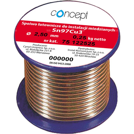Drut lutowniczy (Sn97Cu3) Concept By CYNEL fi 3 mm, 100 g