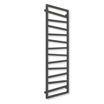 Grzejnik elektryczny TERMA ZIGZAG 1540 x 500 mm, kolor czarny RAL9011, moc 600 W, podłączenie E1, kabel spiralny z wtyczką czarny