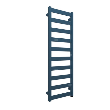 Grzejnik elektryczny TERMA VIVO ONE 1150 x 400 mm, kolor niebieski brylantowy RAL5007, moc 400 W, podłączenie E1, kabel spiralny z wtyczką szary