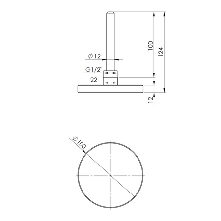 Termometr bimetaliczny AFRISO BiTh fi 100 mm 0…160'C tuleja 100 mm połączenie ax